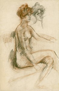 Studio di un nudo seduto, braccio sinistro alzato, c.1890